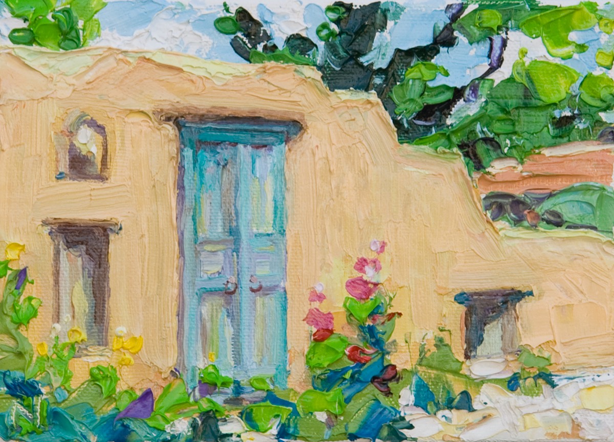 Santa Fe Acequia Madre Blue Door - 5" x 7"